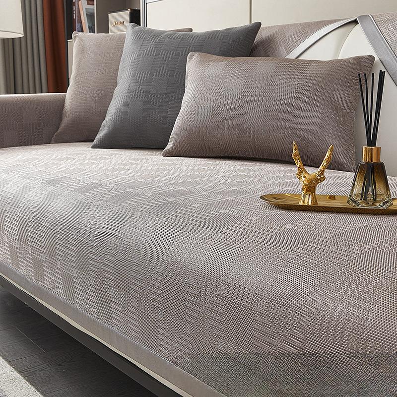 Summer Ice Silk Cool Sofa Cushion Non-Slip Sofa Cushion Summer Leather Cushion Light Luxury Sofa Cover Cloth Cover Cover