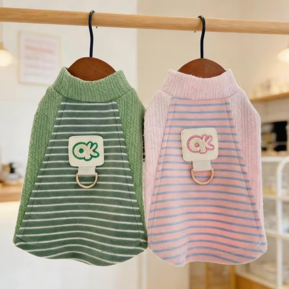 Casual style Warm Puppy Striped Pullovers Comfortable with D-Ring Pet Vest Soft Dog Sweatshirt Spring