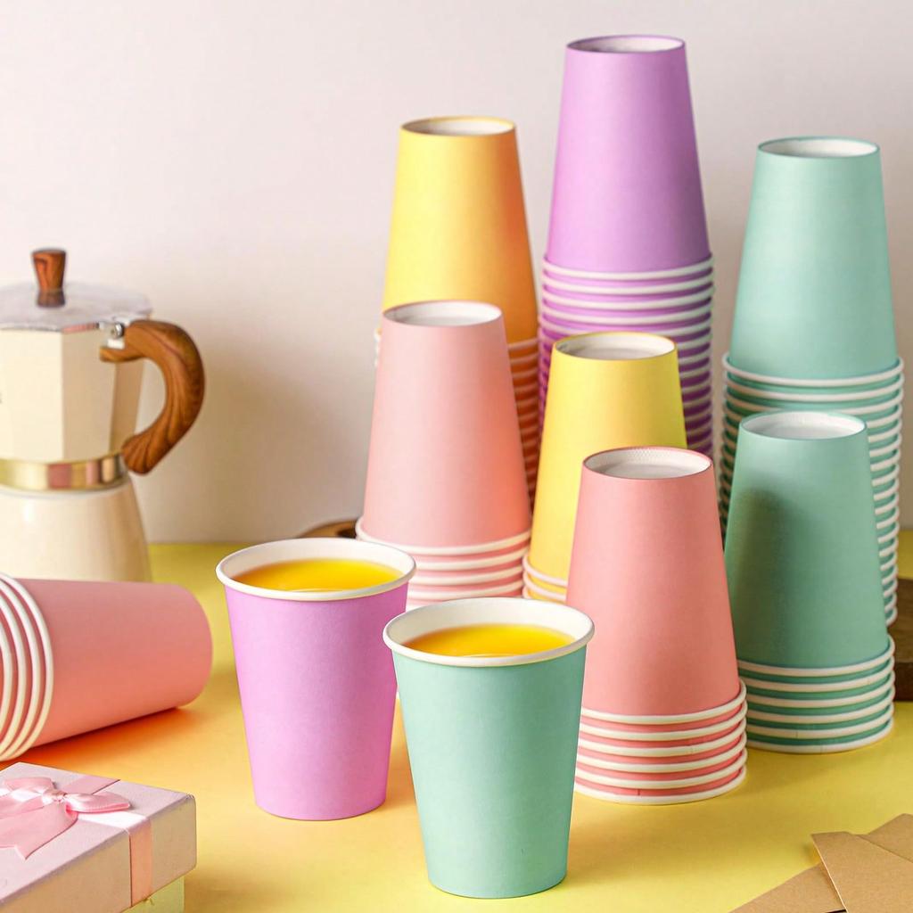 Paper Cup Disposable Paper Cup Design Multi-Color Paper Cup Court Party Supplies Disposable Paper Cup Hot Cold Drink Coffee Festival Celebration