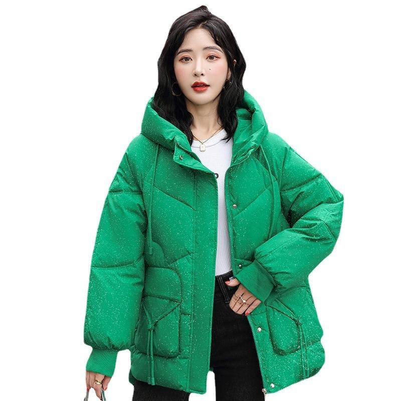 Women's winter down cotton-padded clothes Women's loose hooded cotton-padded jacket Loose versatile thickened warm jacket