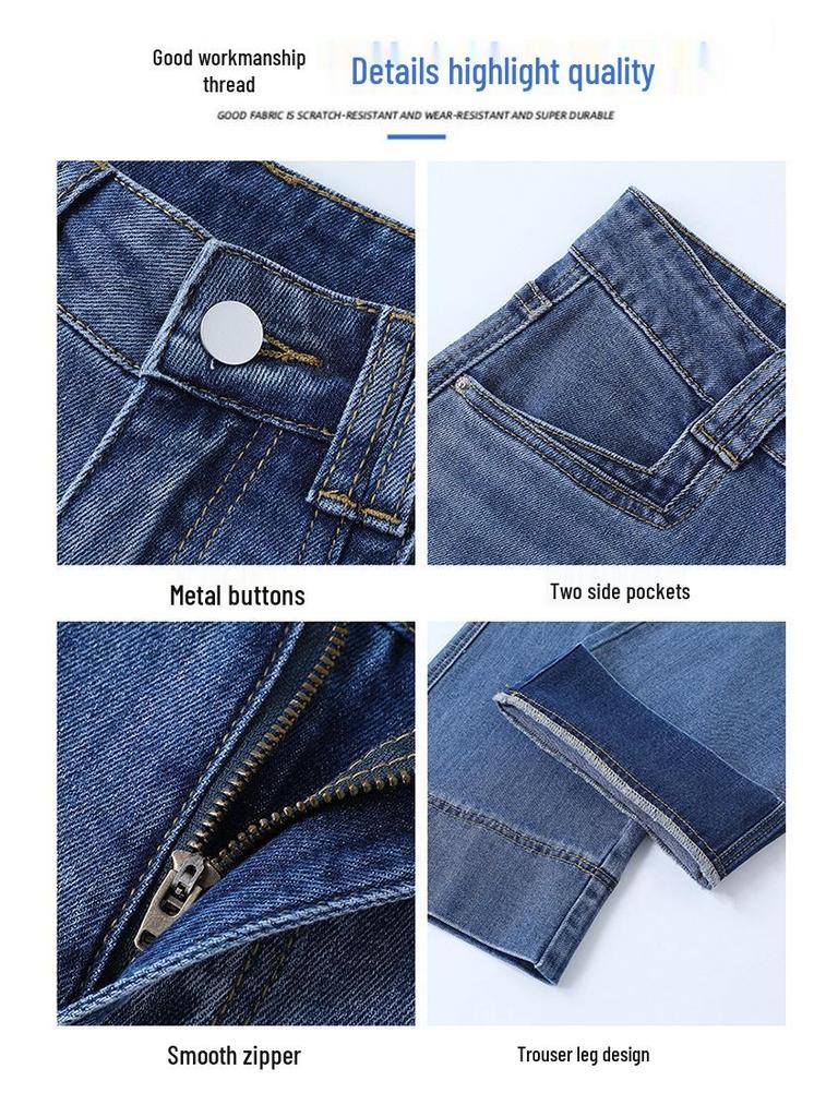 Women's 2025 Tencel High-Waisted Wide-Leg Cropped Jeans - Summer Thin, Straight, Loose, Drapey, Slimming Pants