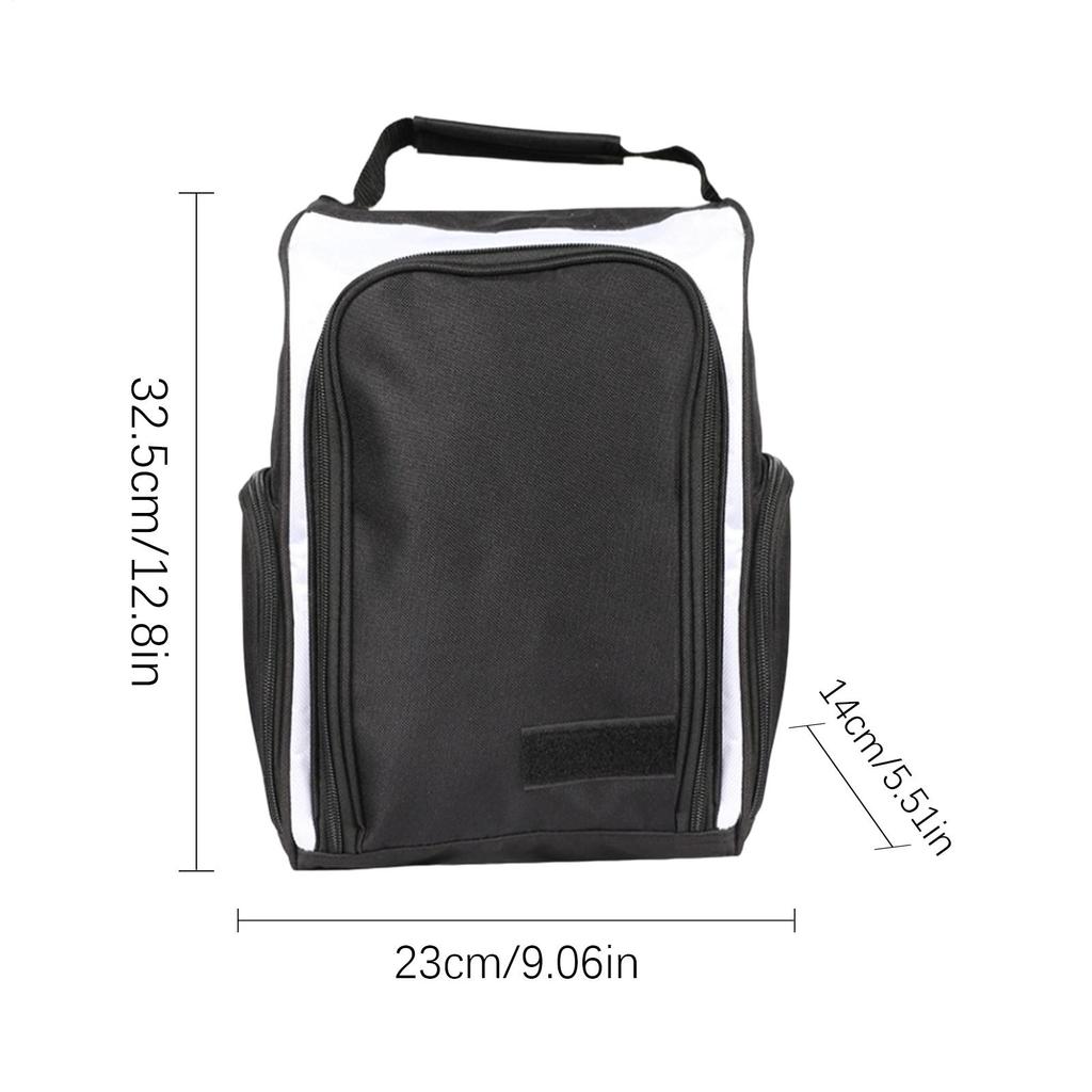 Golf Shoe Bags Zippered Storage with Handle Shoe Carrier with Side Accessory Pockets for Travel Indoor Outdoor Backyard Driving