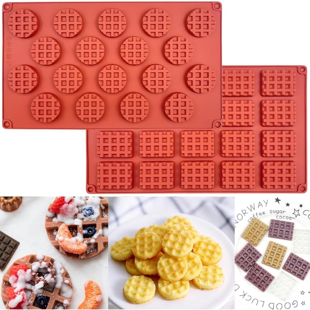 Silicone Waffle Mold DIY Cookie Chocolate Candy Fondant Baking Mold for Mini Muffin Dessert Cake Baking Tray Non-stick
