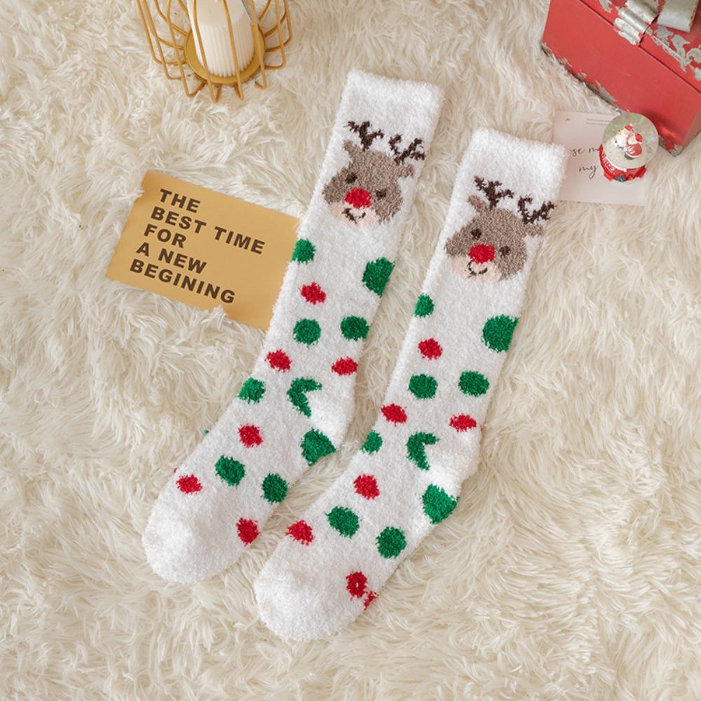 Thickened Floor Sleep Sock Coral Fleece Coral Plush Socks New Long Christmas Socks  Christmas