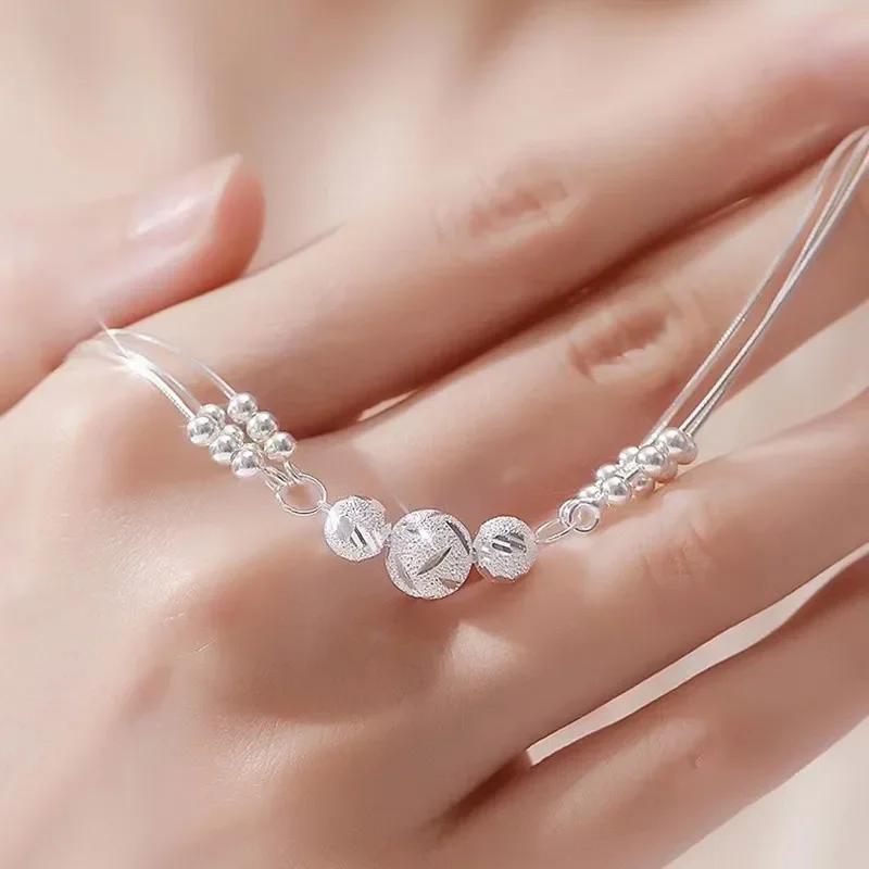 Luxury 925 Silver Bracelet for Women Vintage Adjustable Lucky Beads Ball Jewelry Designer Gift