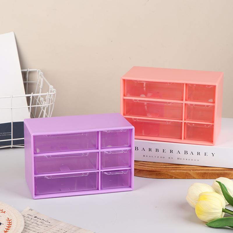 Transparent Six Grid Drawer Box Multi-Layer Desktop Storage Box Dustproof Organizing Box For Office Supplies Stationery Jewelry
