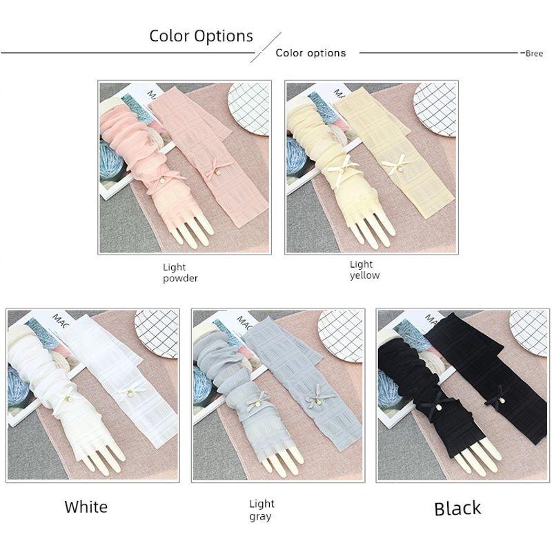 

Летние маленькие свежие перчатки для защиты от солнца Женские тонкие с защитой от УФ-лучей Велосипедные перчатки для защиты от солнца Нарукавники Удлиненные нарукавники Pleated (Pearl):3 pairs of special color optional