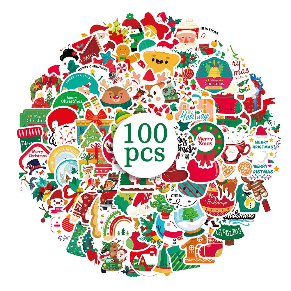 100pcs Halloween Christmas Creative Sticker Water Bottles Laptop Phones Luggage Festive Air Style Waterproof For Adults Teen