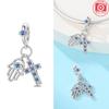 Authentic Original Charm Bead Components Blue Lucky Symbol Cross Heart Pendant Bead Component Copper Metal Bead Component Compatible With Bracelet