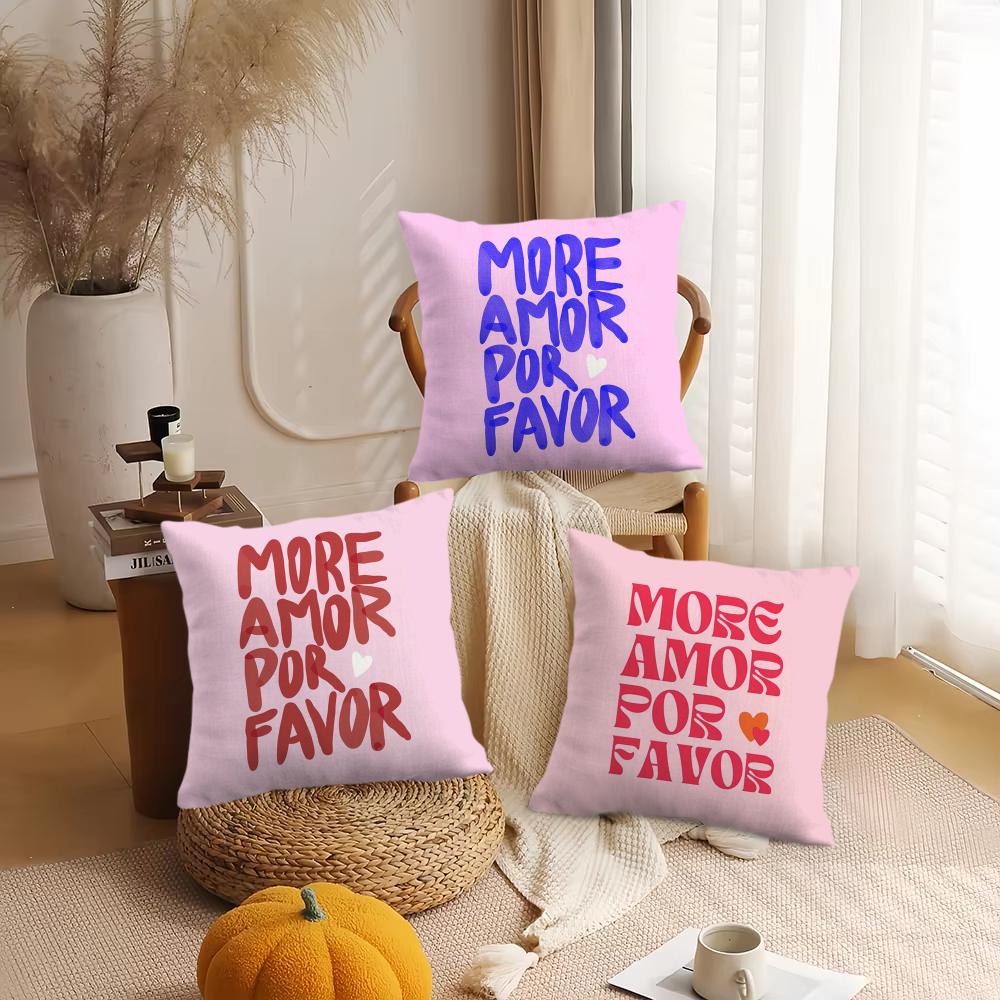 Colorful Maximalist More Amor Cushion Cover Short Plush DoubleSided Printing Home Machine Washable In Warm Winter Pillow Cover