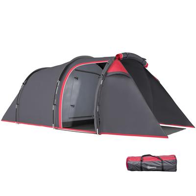 Campingzelt, Pop-Up-Zelt für 2 Personen, Vorzelt & Schlafbereich, Wasserdicht, 426 x 206 x 154 cm, Grau