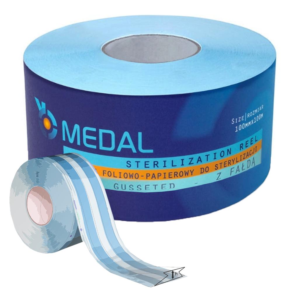 Sterilization Sleeve with Fold 75mm x 100m 3 Steam Indicators Eo Form Paper-Foil 1 Roll