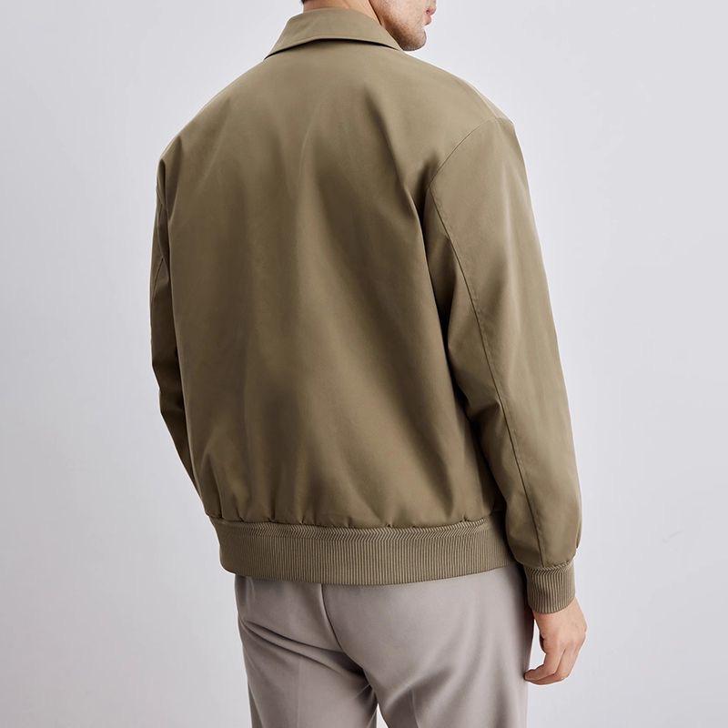 Men'S Collar Jaet Pure Color Outerwear Spring Autumn New Sle Faion Brand High-End Feeling Long Sve Casual Coat