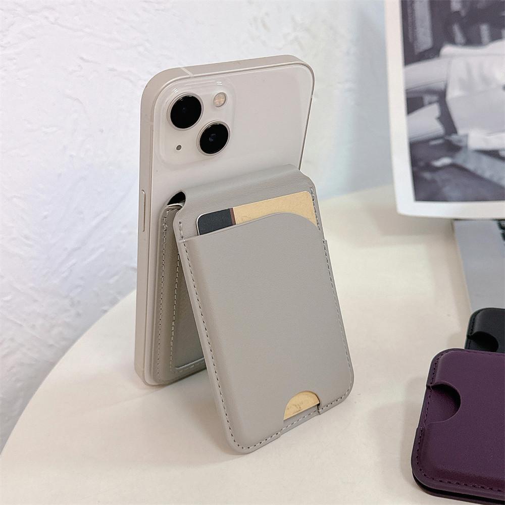 High Quality Business Sle for Magsafe Fold Card Holder Solid Leather Case for IPhone 17 Pro Max 16 15 14 Samsung S26 S25 Ultra