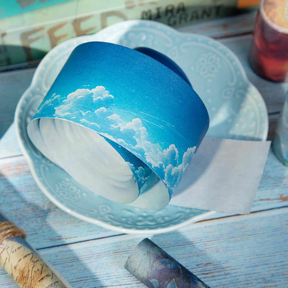 Alideco Mascheratura Carina Retrò Cielo Washi Largo Adesivo Eleganti Adesivi Mascheranti Confezione da 6 Rotoli, Nuvole, Carta, Nastro, Fai da Te, Nastro, (kuiyun)