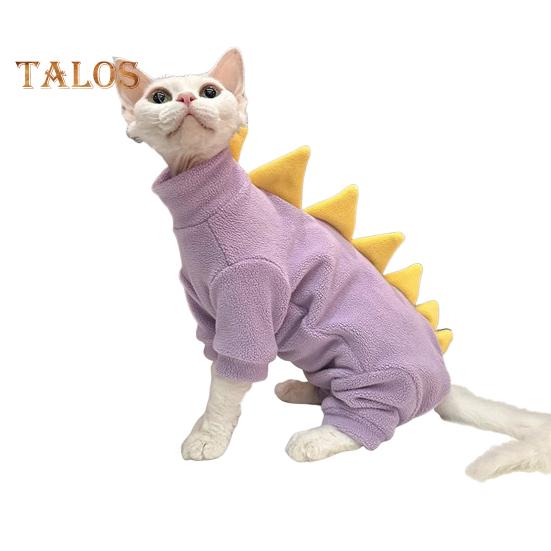 

Одяг для котів-динозаврів. Зимова піжама для котів-сфінксів. Костюм. М’яка флісова тепла куртка для котів для домашніх голих котів. XL фіолетовий