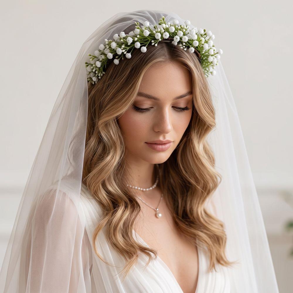 Boho Style Floral Headband Simulated Flower Wedding Headpiece Bridal Wreaths  Seaside Vacation