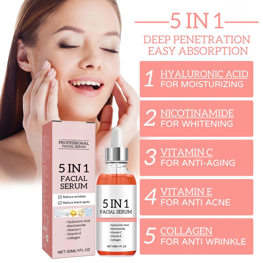 5-in -1 Facial Serum Gentle Nourishing and Replenishing Skin Care Essence