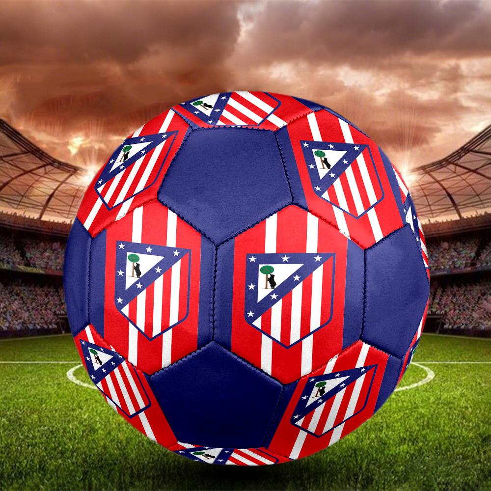 Pallone da Calcio Indoor Logo Atletico Madrid Colorato Per Tutte le Età Misura 5 Cucito a Macchina PVC Pronto per la Competizione Resistente Alta Rimbalzabilità
