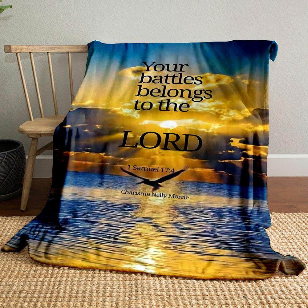 

Your Battles Belongs To The Lord Blanket Printed Blanket for Living Room Bed Couch lunch break Soft Cozy Blanket for Friend s festival Gift 80cm x 120cm