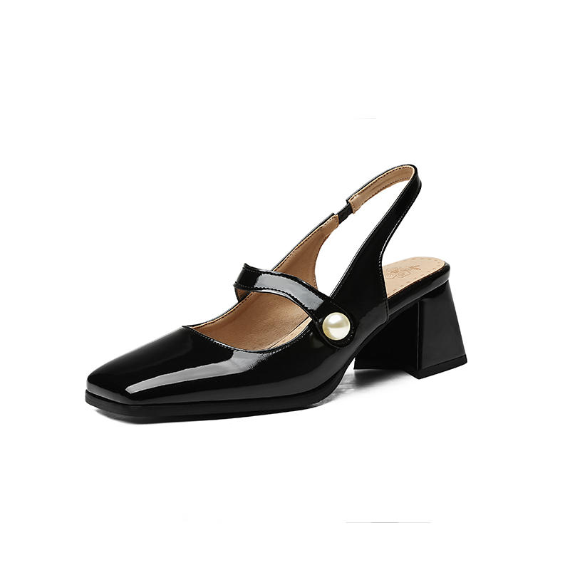 Women's high-heeled sandals spring and summer new simple and comfortable thick heel large size light mouth bag head sandals