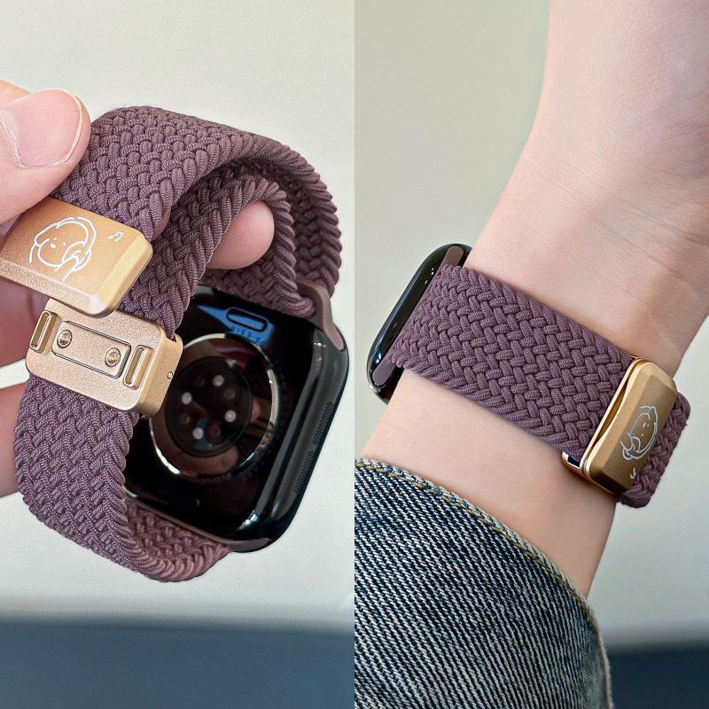 Music bear nylon woven magnetic strap for Apple S11 watch applewatchs1098SE cute wristband