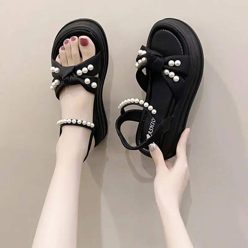 Women's Sandals Roman Style Open Toe Ladies Shoes 2025 Trend Luxury Comfort Shoe Casual Original Chic and Elegant Daily Footwear