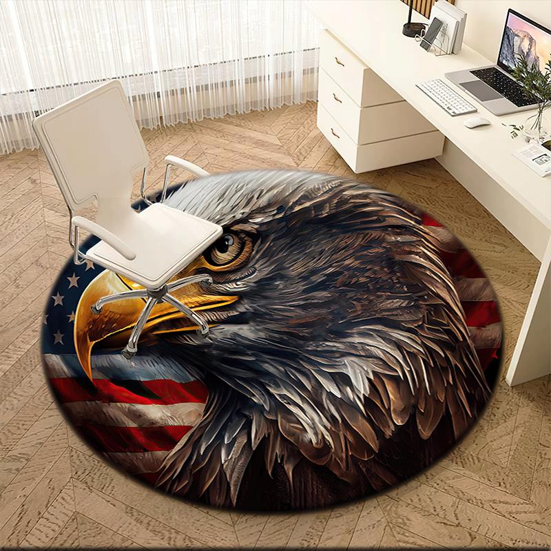 1pc American Bald Eagle Poster Round carpet Painted Printed circular carpet, home door mat, outdoor travel protection carpet