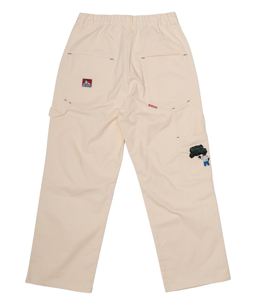 BEN DAVIS Embroidered Painter Pants Ivory