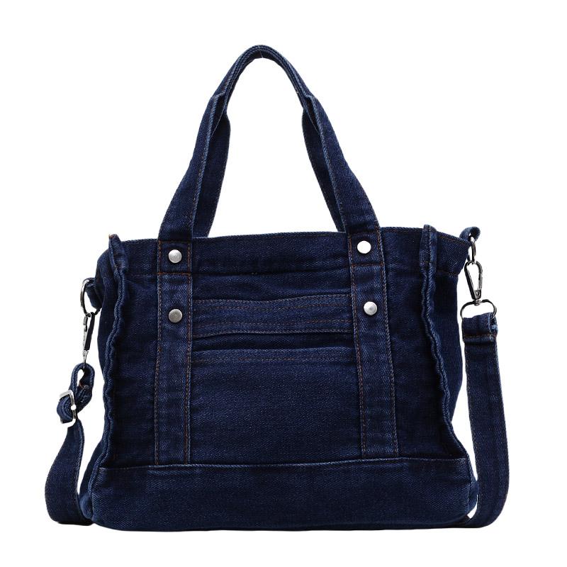 Denim Handtasche Damen Einfarbig Umhängetasche Pendler Schultertasche