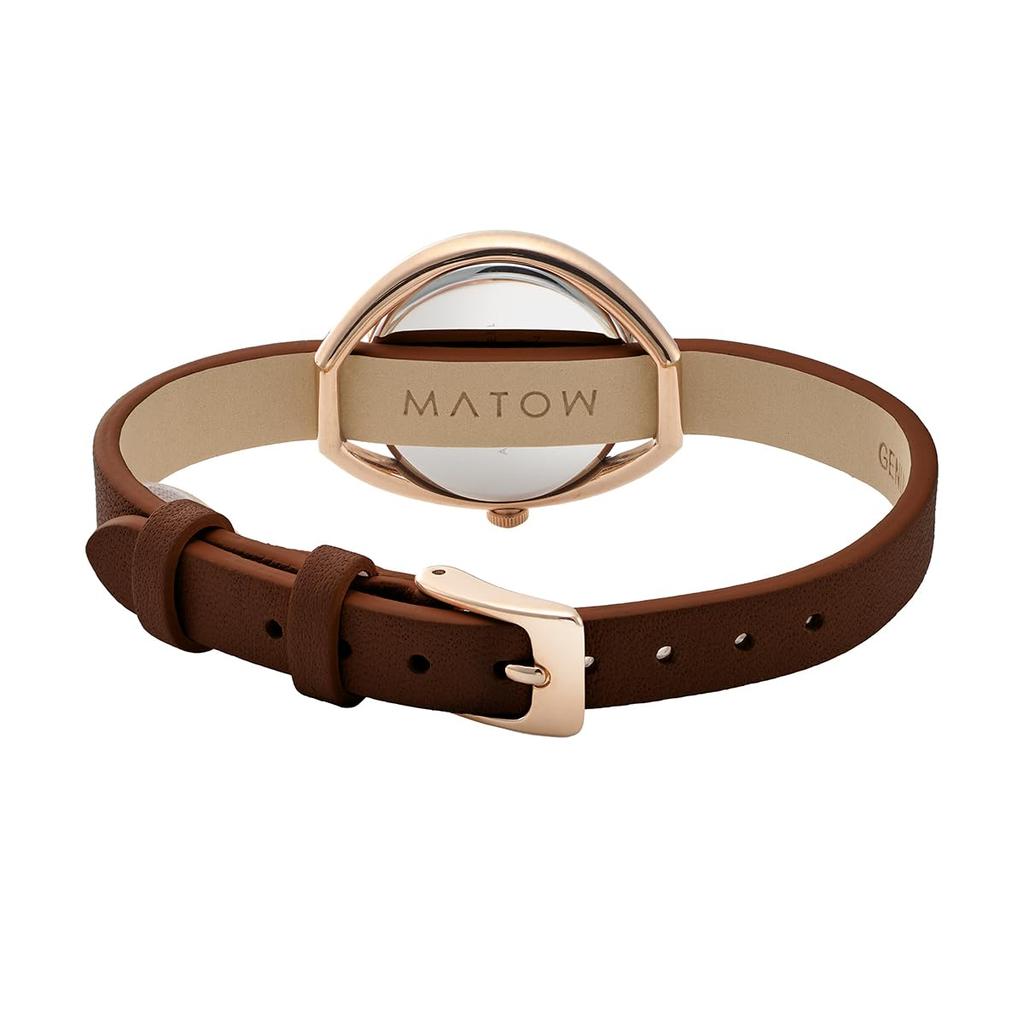 Authorized Dealer MATOW Watch with Leather Strap Indigo Round Rose Gold AKI Akilea [MATOW] Solar-Powered Women's (mw001011brwss) [Shiki Charcoal]