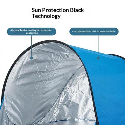 Lightweight  Up Beach Tent UV Blocking Silver Lining Instant Sun Shade for Hiking Fishing Seaside Activities