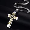 Stylish Men's Cross Necklaces, Waterproof Stainless Steel Catholicism Cross Pendant Collar, Prayer Religious Faith Jewelry