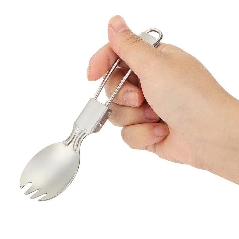 

1pc-Folding Spock Outdoor Camping Equipment Hiking Backpack Dinner Spock Utensils cutlery Fork Spoon Hiking