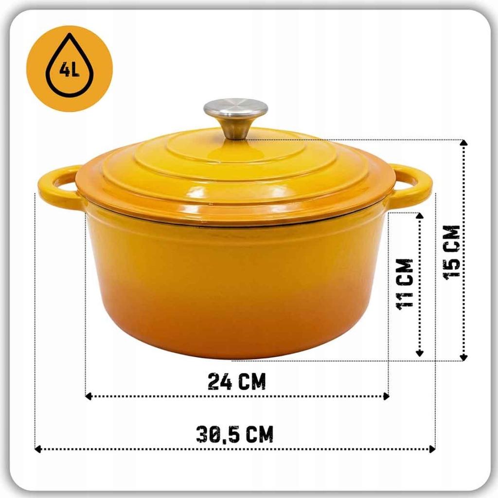ENAMELED CAST IRON POT 24cm 4L HAGE MUSTARD
