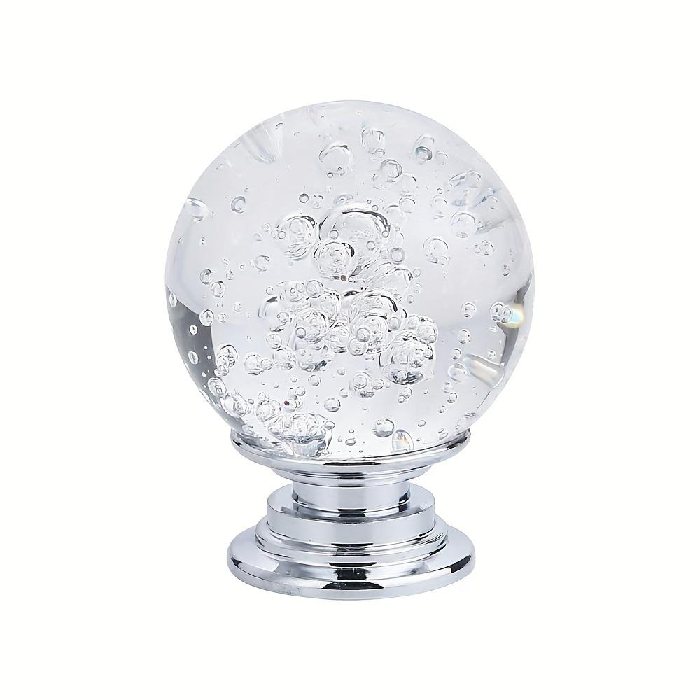 6/18 Pcs Crystal Cabinet Knobs Round Glass Bubble Drawer Pulls Smooth Knobs for Home Cabinets Dressers with Screws 25mm Clear