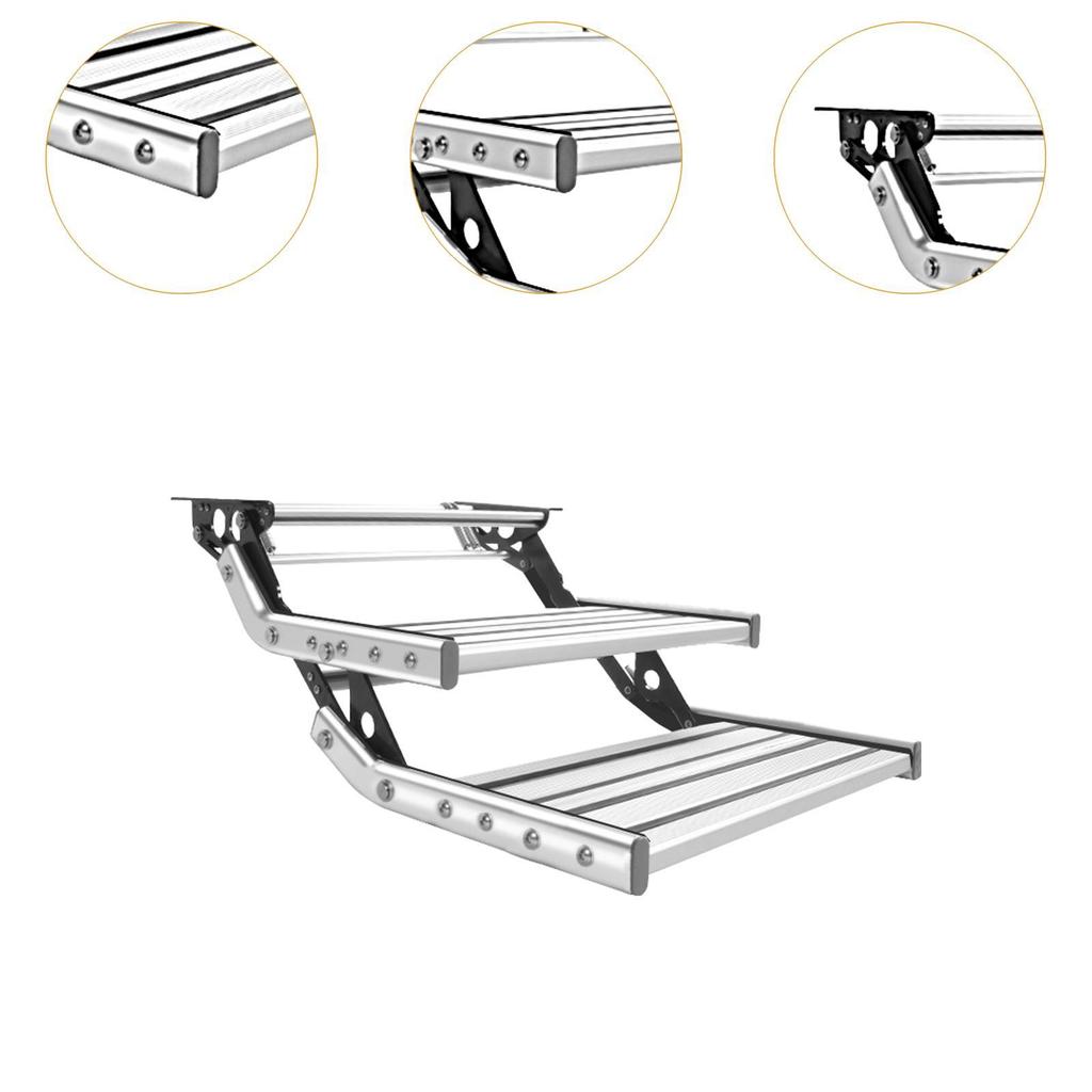 Manual RV Step Telescopic Ladder Assembly Accessories Lightweight Built in Grab
