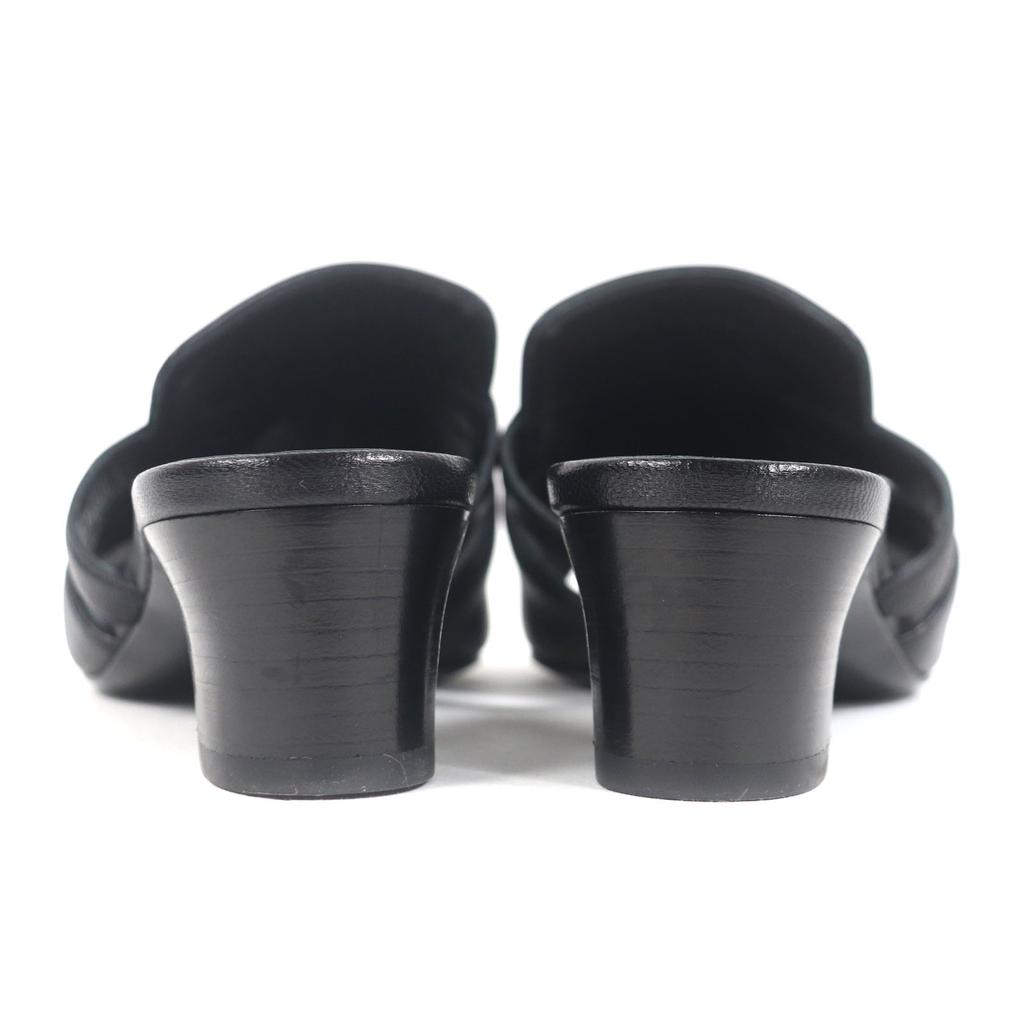 Great HERMES Sandals candy Kelly Buckle Leather Mules black leather Women 211070Z Used