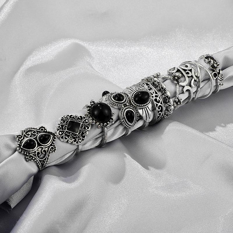 Ring Set Silver Jewelry Gift Retro Punk Boho 02 11 Pcs
