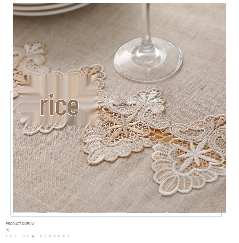 Chinese Style Cotton Linen Lace Tablecloth - Solid Color, Dustproof, Multipurpose Rectangular Cover