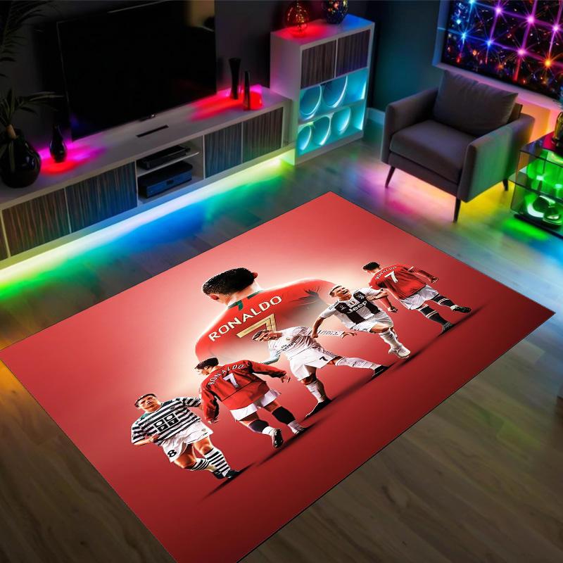 Tappeto in Cristallo Velluto Design Cristiano Ronaldo Accogliente Non?Tappeto Stampato Antiscivolo per Camera da Letto Soggiorno Ingresso