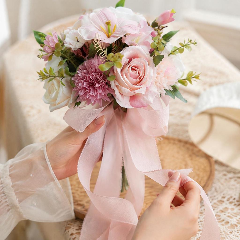 Artificial Silk Flower Bridal Arm Bouquet Lightweight Wedding