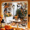 Glass Door Decorations 2Pcs Halloween Corner Static Window Clings Floral Pumpkin Bat Black Shop Displays Cat PVC Stickers Reusable Decals