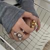 Exaggeration Punk Metal Personality Irregular Three-layer Design Ball-Shape Open Ring for Women Fashion Simple Jewelry Gift