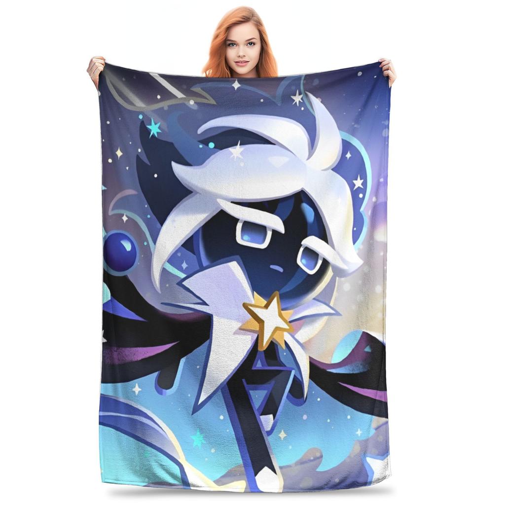 Black Pearl Cookie Flannel Blankets Cookie Run Kingdom Funny Throw Blankets for Home 200x150cm Bedspread