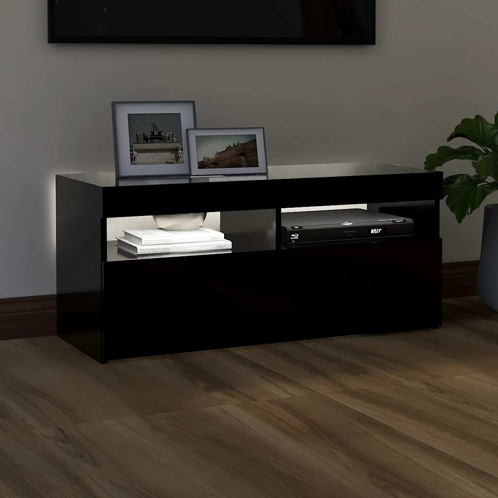 Moderne, Minimalistische TV-Schränke Mit LED-Lichtern, Wohnzimmer- Und Schlafzimmer-TV-Schränke, Stauraum-Sideboards, 90x35x40 Cm