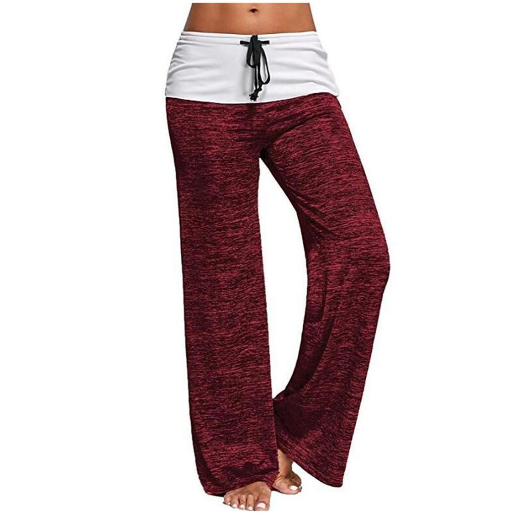 Damen Patchwork Yoga Schnell trocknende Sporthose Outdoor Casual Hose mit weitem Bein
