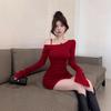 Bodycon šaty ve francouzském stylu s odhalenými rameny - Sexy mini sukně obepínající pas pro ženy