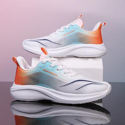 New Men's Shoes Thick Sole Trendy Mesh Breathable Shoes Men's Lace-up Student Running Shoes Men