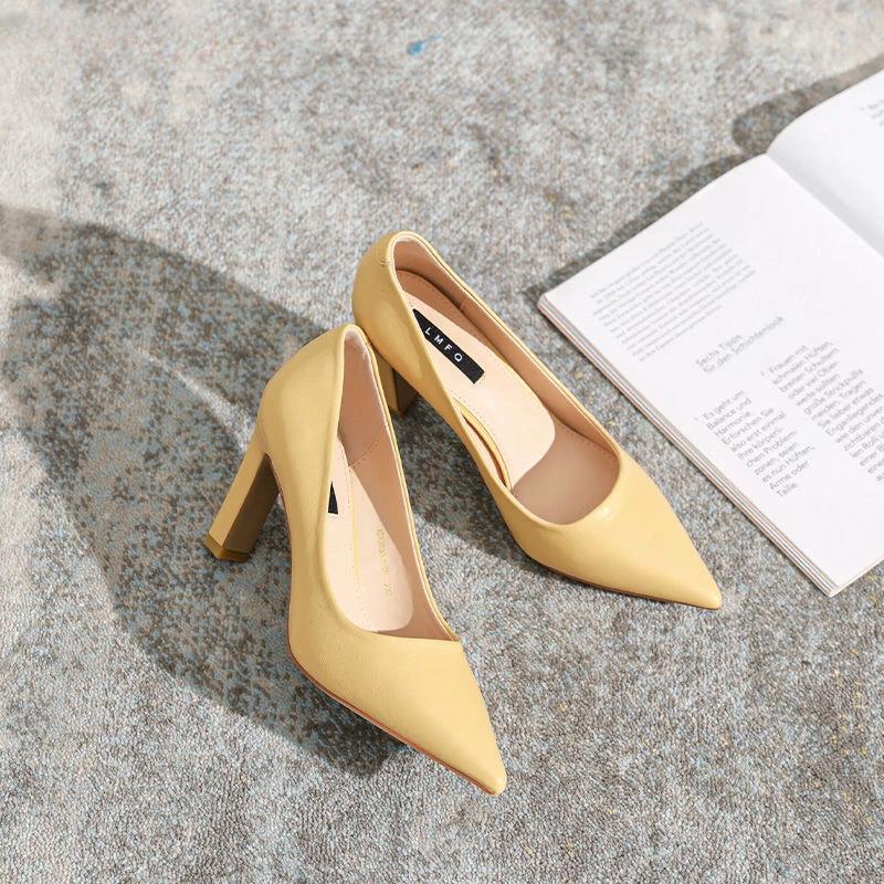 Fashion Women's Shoes Sexy Non Slip Ladies Pumps Square Heels Chic Point Spring Stylish Quick Delivery Beau Today Footwear Wholesale